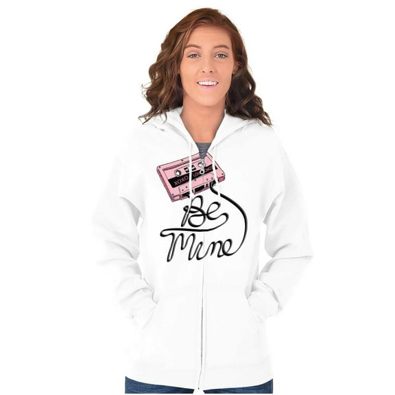 Retro Mixtape Be Mine Valentine Womens Plus Size Graphic Zipper Hoodie Brisco Brands 5X
