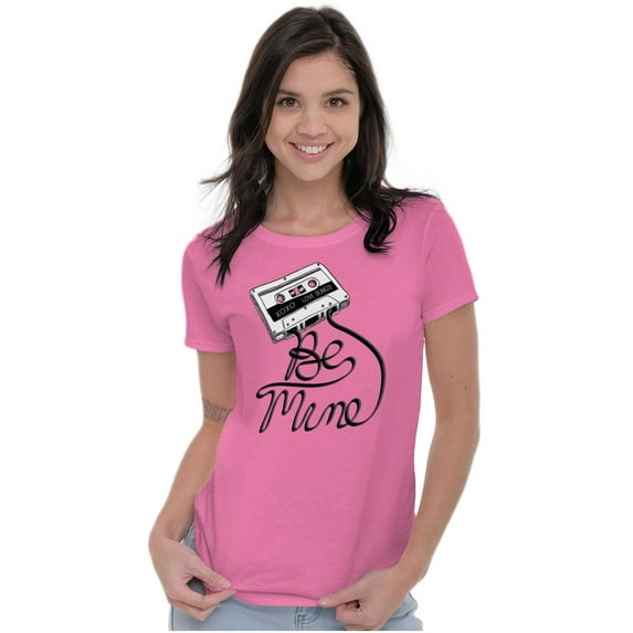 Retro Mixtape Be Mine Valentine Womens Slim Fit Graphic Tee Brisco Brands S