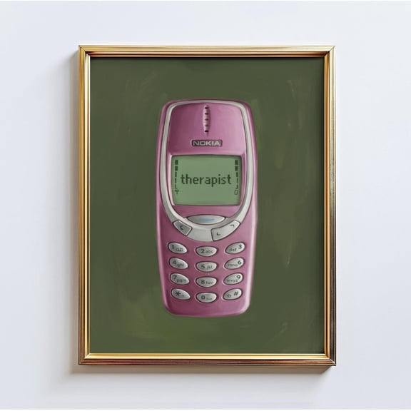Retro Mobile Phone Therapist Text Wall Art Home Decor Unframed Paper Print