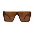thumbnail image 1 of Retro Mobster Squared Flat Top Plastic Rectangular Sunglasses All Brown, 1 of 4