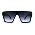 thumbnail image 1 of Retro Mobster Squared Flat Top Plastic Rectangular Sunglasses Shiny Black Smoke, 1 of 4
