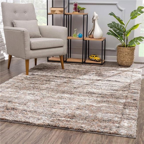 Retro Mod Area Rug - Ivory & Brown - 8 x 11 ft.