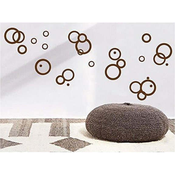 Retro Mod Circle Rings Wall Decals/Modern Geometric Dot Wall Decals in Gold, Black, Hot Pink, or Brown Stickers