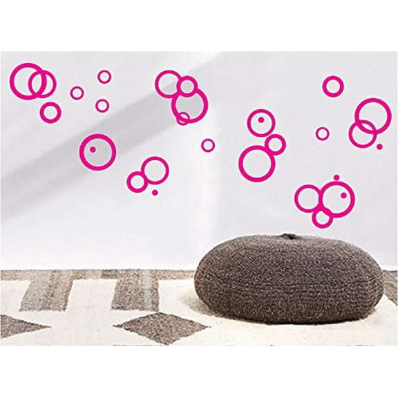Retro Mod Circle Rings Wall Decals/Modern Geometric Dot Wall Decals in Gold, Black, Hot Pink, or Brown Stickers