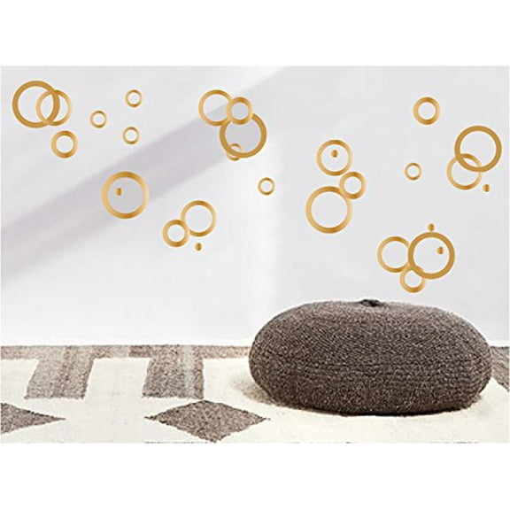 Retro Mod Circle Rings Wall Decals/Modern Geometric Dot Wall Decals in Gold, Black, Hot Pink, or Brown Stickers