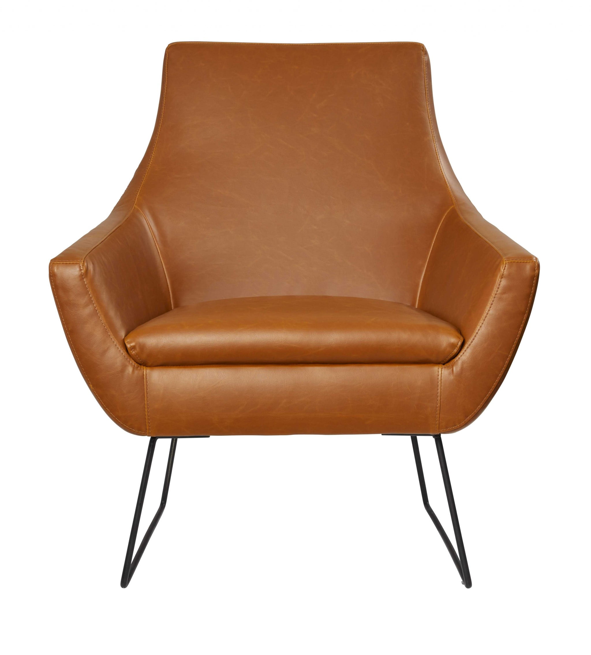 Retro Mod Distressed Camel Faux Leather Arm Chair Retro Mod Distressed Camel Faux Leather Arm Chair