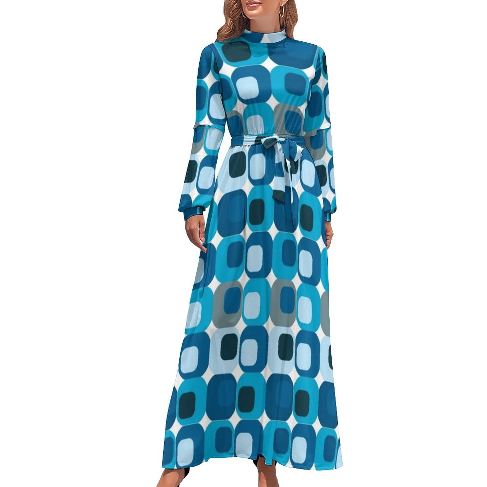 LINGTIAN Retro Mod Print Dress Gold and Black Mandala Sexy Maxi Dress Streetwear Boho Beach Long Dresses High Waist Pattern Vestidos, Women's, Size: