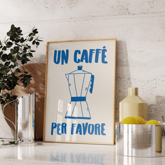 Retro Moka Pot Mid Century Kitchen Wall Art, Unframed Paper Print Size 24x36