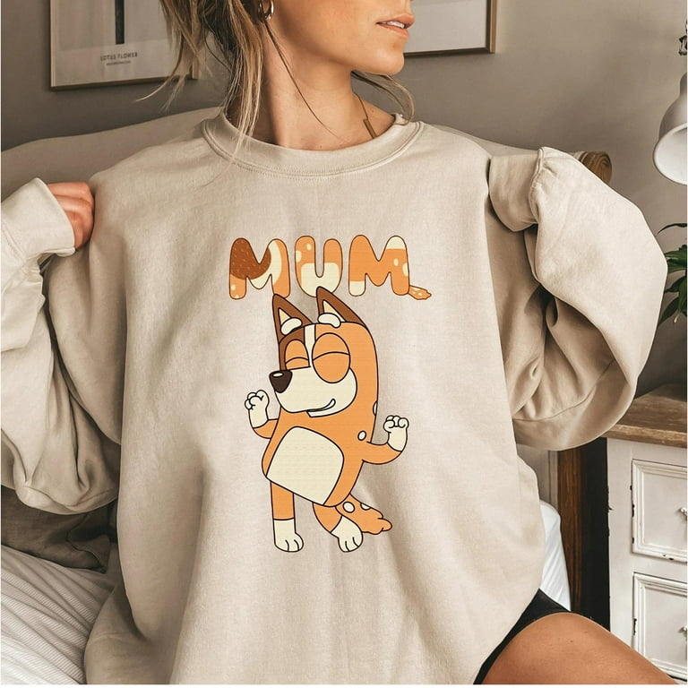 Retro Mom Bluey Sweatshirt Chilli Heeler Bluey Family Sweater Mama Shirt Retro Chilli Heeler Bingo Mom Bluey Shirt Mom Daily Affirmation Gift Sand Color Size S Walmart