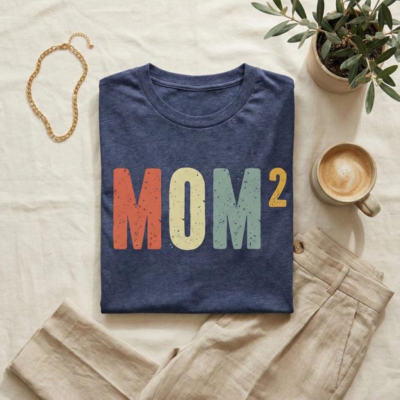 Retro Mom Of Two Vintage Motherhood Second Time Mama Double Trouble Parenting T-Shirt