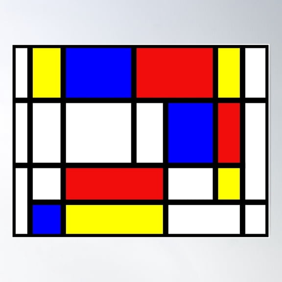 Retro Mondrian Pattern Poster Wall Art, Modern Wall Decor For Living Room Bedroom, 8x12 UNFRAMED