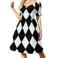 thumbnail image 1 of Retro Mondrian Plaid Casual Dress Mondrian Modern Art Street Wear Dresses Elegant Dress Female V Neck, 1 of 7