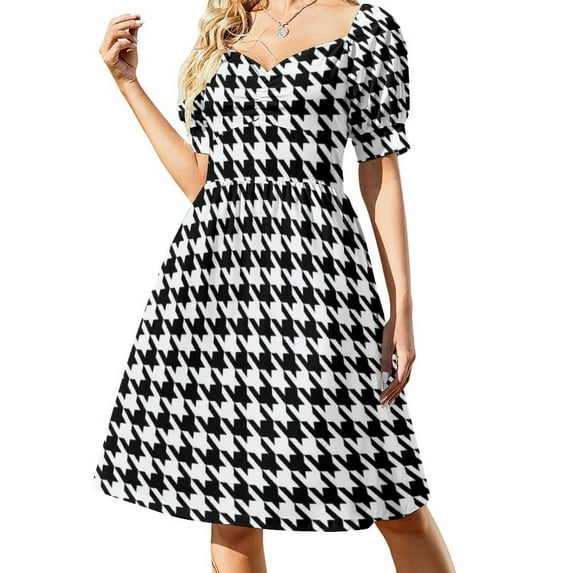 Retro Mondrian Plaid Casual Dress Mondrian Modern Art Street Wear Dresses Elegant Dress Female V Neck