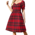 thumbnail image 1 of Retro Mondrian Plaid Casual Dress Mondrian Modern Art Street Wear Dresses Elegant Dress Female V Neck, 1 of 7
