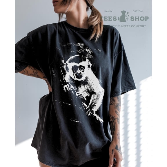 Retro Monkey Tshirt, Y2K Shirt 90s Aesthetic Shirt, Retro Grunge Shirt, Animal Shirt, Monkey Shirt, Animal Lover, Gothic Shirt All Size S-5Xl