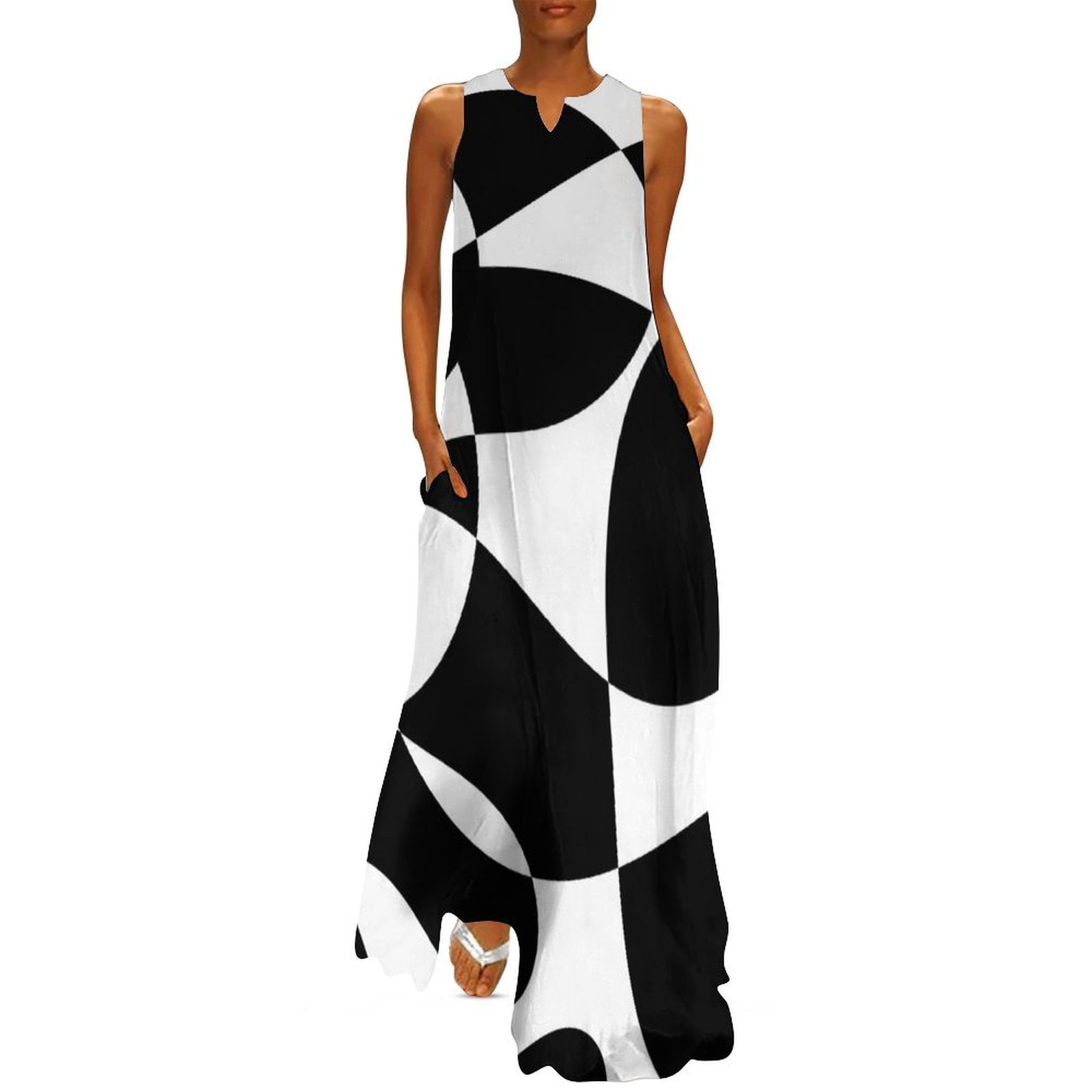 Retro Monochrome 60s Black and White Pattern Long Dress luxury evening dress  woman for wedding Prom gown Dress - Walmart.com