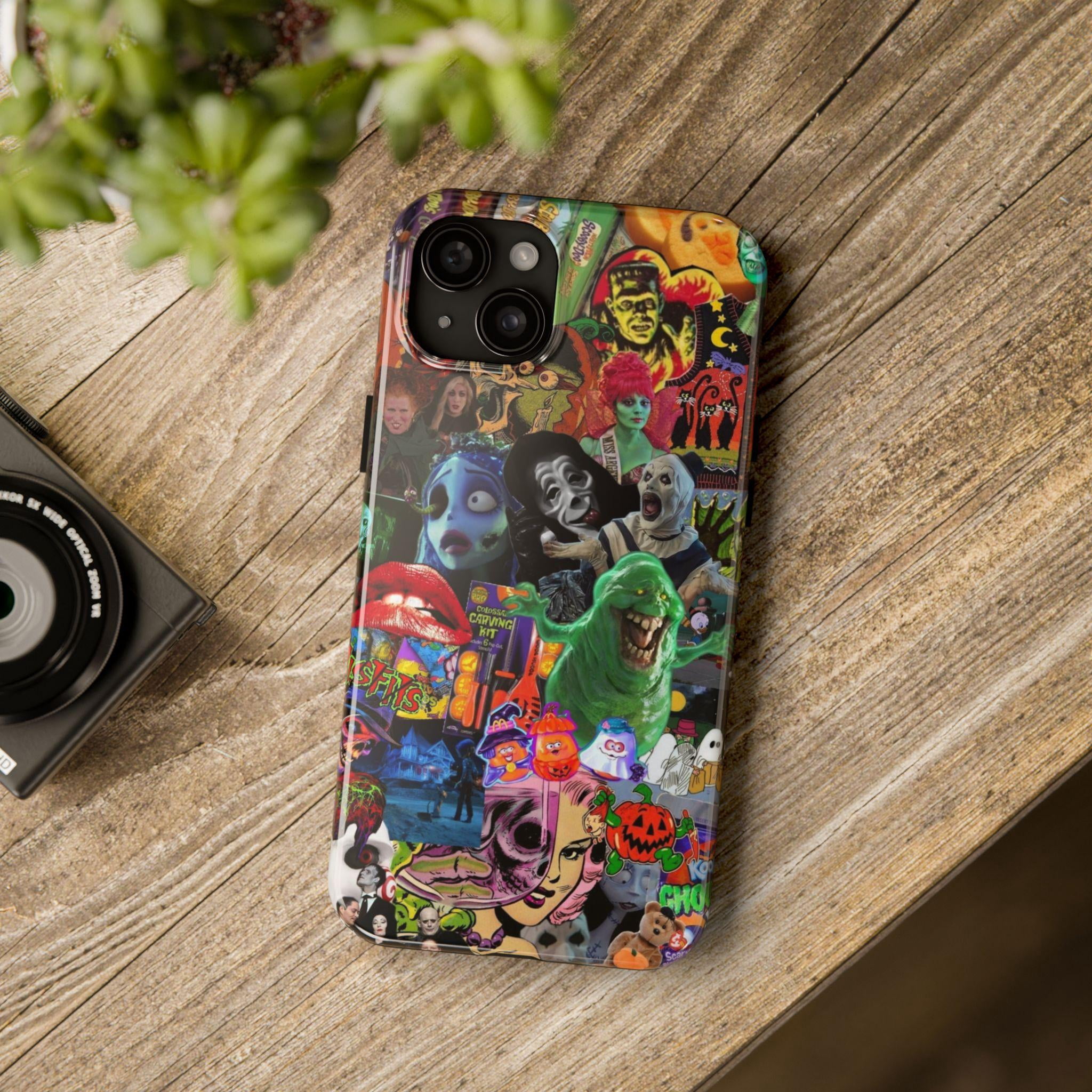 Retro Monster Horror Collage Vintage Movie Case for iPhone 17 to 11 Pro ...