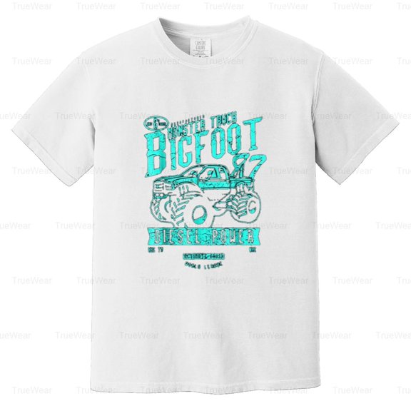 Retro Monster Truck, Distressed, Big Wheels, Crushing Cars, Extreme Comfort Color T-Shirt Unisex, up to 4XL