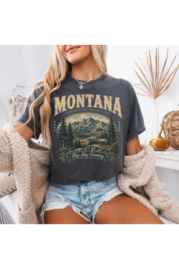 Retro Montana Shirt | Big Sky Country Graphic Tee | Vintage Mountain T-Shirt | Nature Lover Gift