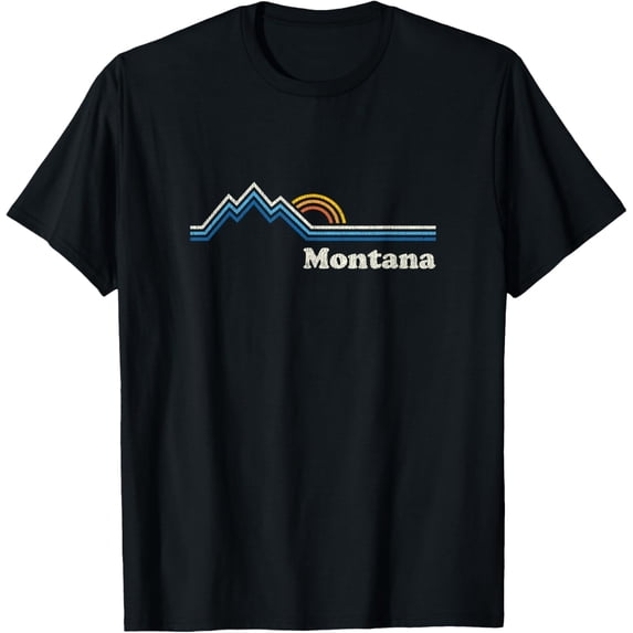 Retro Montana T Shirt Vintage Sunrise Mountains Tee Design T-Shirt
