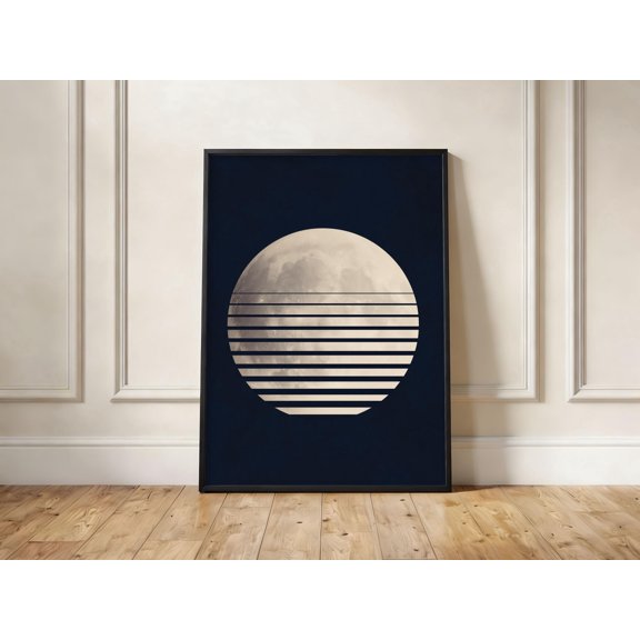Retro Moon Poster Synthwave Wall Art 80S Lunar Design , Poster Print Only
