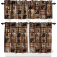thumbnail image 1 of Retro Moose Deer Valance and Tier Set, Rustic Lodge Cabin Elk Small Half Window Tier Curtain, Valance Window Treatment Decor for Kitchen/Bedroom 52x18 & 27x24x2, 3 Panel, 1 of 4