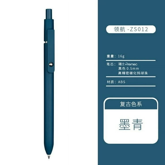 Retro Morandi Retractable Gel ink Ballpoint Pen,Extra Fine Point Black ink Smooth Writing Quick Dry Japan Mikuni ink Refills 1 Dark cyan Pen