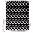 thumbnail image 1 of Retro Moroccan Design Fabric Shower Curtain Black Geometric Pattern Washable Shower Curtains for Bathroom, Waterproof Bath Curtain with Hooks Home Decor 72x84in, 1 of 8