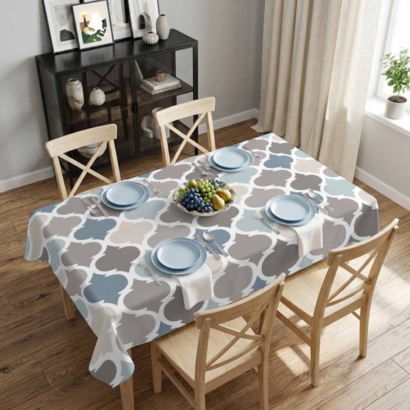 Retro Moroccan Lattice Rectangle Tablecloth 52x70 Inch Geometric Classic Quatrefoil Trellis Waterproof Polyester Tablecloth for Dining Table, Washable Table Cover for Kitchen Dining Room Wedding
