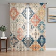 thumbnail image 1 of Retro Morocco Sheer Curtains 63 Inch Length 2 Panels Set, Colorful Rustic Abstract Shabby Texture Voile Window Treatment Rod Pocket Curtains Sheers Drapes for Bedroom/Living Room/Kitchen 52x"63"x2, 1 of 7
