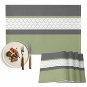 Retro Morocco Striped Pattern Placemat of 1 PC, Olive Green Table Mats Washable Heat-Resistant Non-Slip Place Mats for Kitchen Dinner Table Indoor Outdoor Decor,13x19 Inch