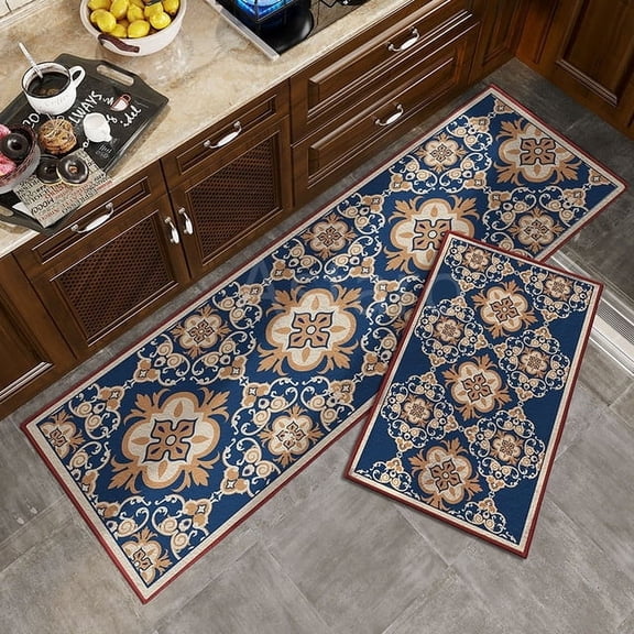 Retro Morocco Style Bedside Mat Vintage Persian Pattern Kitchen Runner Mat Ethnic Style Washable Mat for Floor Kitchen Rug