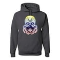 thumbnail image 1 of Retro Mosaic Style Floral Trippy Skulls Fashion Graphic Hoodie Sweatshirt, Charcoal, Medium, 1 of 1