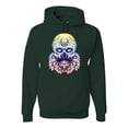 thumbnail image 1 of Retro Mosaic Style Floral Trippy Skulls Fashion Graphic Hoodie Sweatshirt, Forest Green, X-Large, 1 of 1