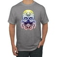 thumbnail image 1 of Retro Mosaic Style Floral Trippy Skulls Fashion Graphic T-Shirt, Heather Grey, 3XL, 1 of 1