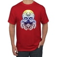 thumbnail image 1 of Retro Mosaic Style Floral Trippy Skulls Fashion Graphic T-Shirt, Red, Medium, 1 of 1