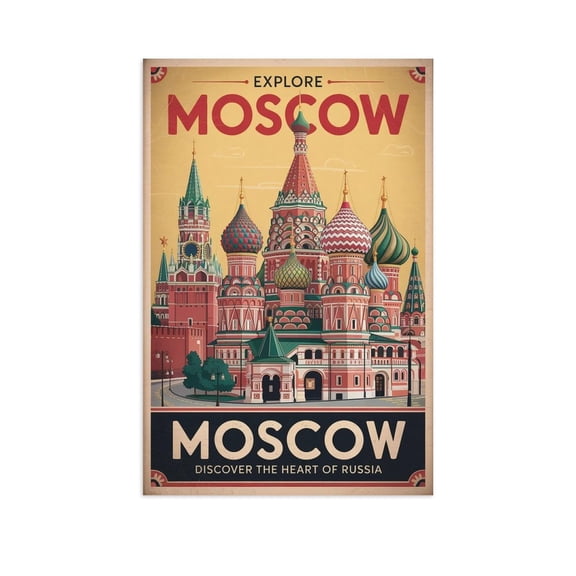 Retro Moscow City Poster Vintage Russian City Tourism Art for Walls Print Poster