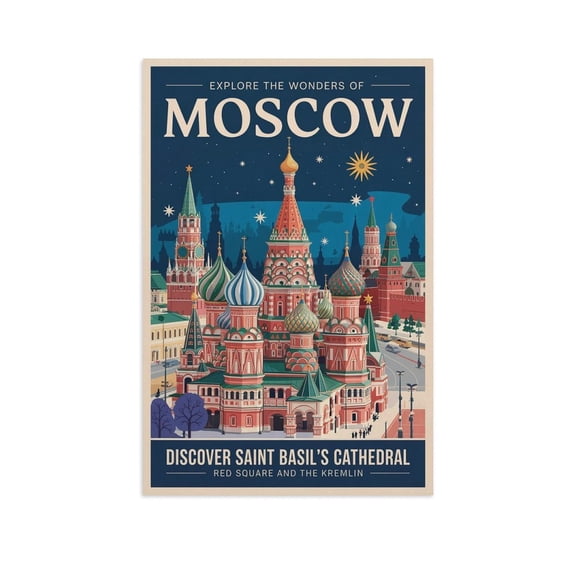 Retro Moscow City Poster Vintage Russian City Tourism Art for Walls Print Poster