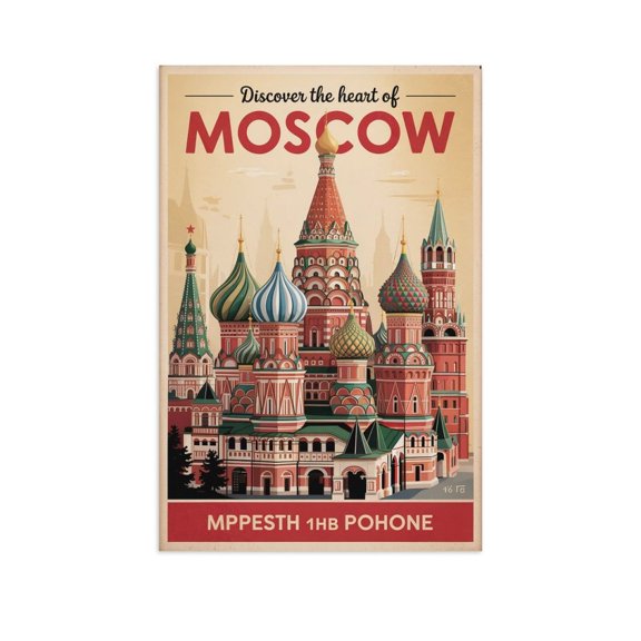 Retro Moscow City Poster Vintage Russian City Tourism Artwork for Walls Print Poster
