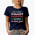 thumbnail image 1 of Retro Most Wonderful Time Magical Holiday Season Gift Idea, Navy Blue T-Shirt, XL, 1 of 5