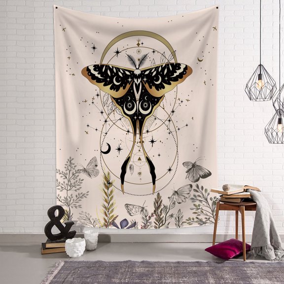 Retro Moth Tapestry Vertical,Butterfly Botanical Aesthetic Tapestries,Vintage Tapestry Wall Hanging for Bedroom Living Room Dorm,28Wx40H