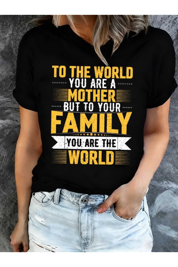Retro Mother's Day T-Shirt for Women Inspirational Family Quote Tee Vintage Style Mom Appreciation Top Short Sleeve Comfortable Apparel