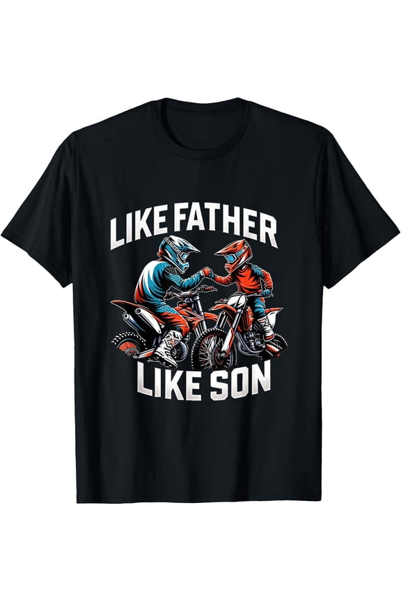 Retro Motocross Dirt Bike Like Father Like Son Men's Graphic T-Shirt Vintage Off-Road Racing Motorcycle Apparel