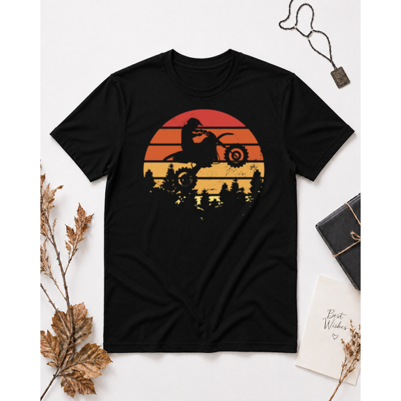 Retro Motocross Sunset Rider Unisex T-Shirt NG2868, S-5XL