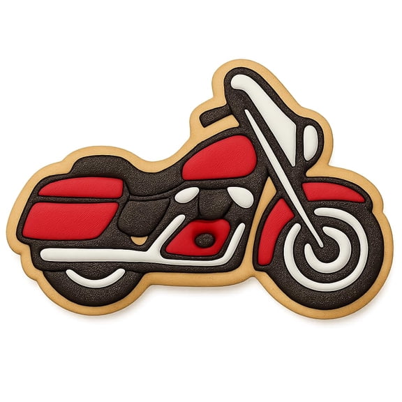 Retro Motorcycle Cookie Cutter & Stamp 4x2.5" Fun Party Baking Tool