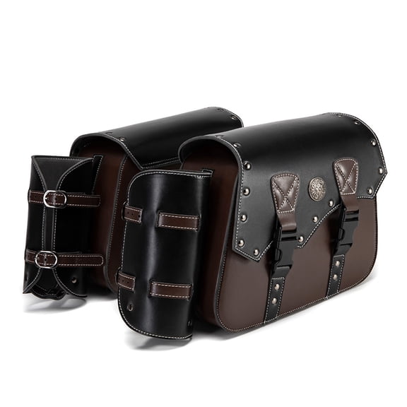 Retro Motorcycle Saddlebags PU Leather Bag with Spacious Storage & Easy Attachment Motorcycle Accessories for Bike