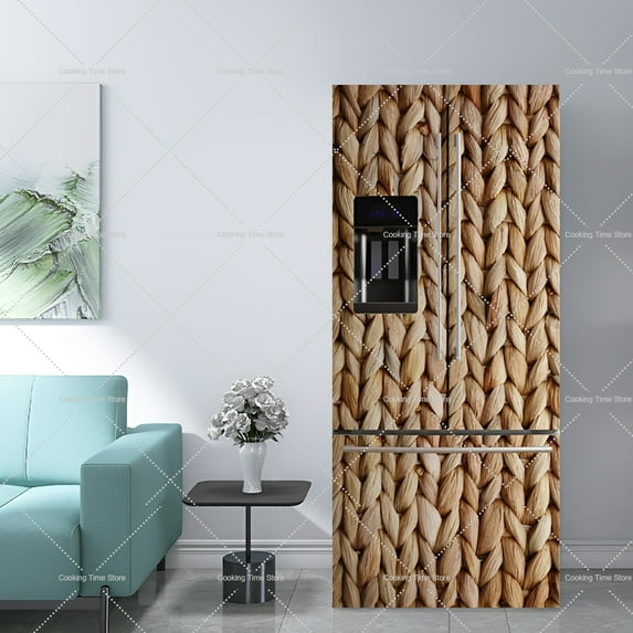 Retro Mottled 3D Peel and Stick Vinyl Refrigerator Wrap Stickers Watercolor Style Side By Side Fridg