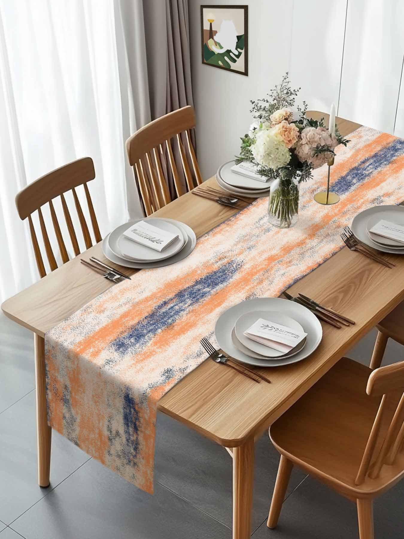 Retro Mottled Abstract Texture Table Runner 90 Inches Long, Modern Minimalist Art Table Runners Tabletop Scarf Kitchen Dining Tables Decoration for Home Party Indoor Outdoor