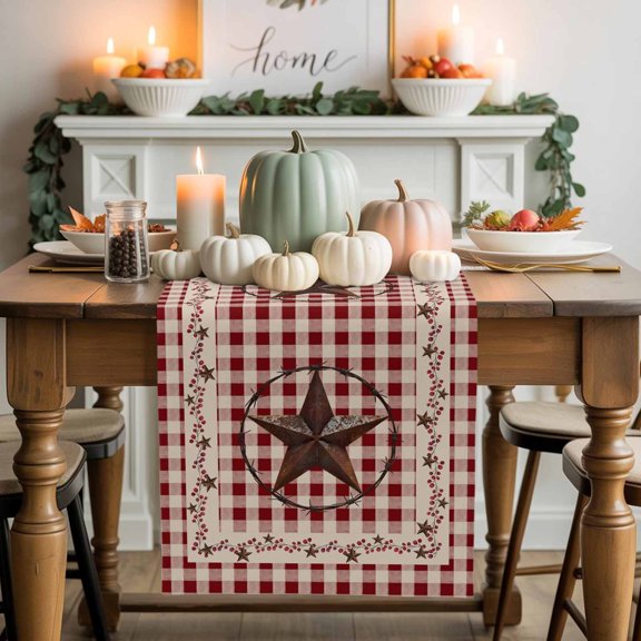 Retro Mottled Cotton Linen Table Runner, Washable Table Runners for Kitchen, Dining Room, Holiday, Home Party Table Decor, 13x60 Inches