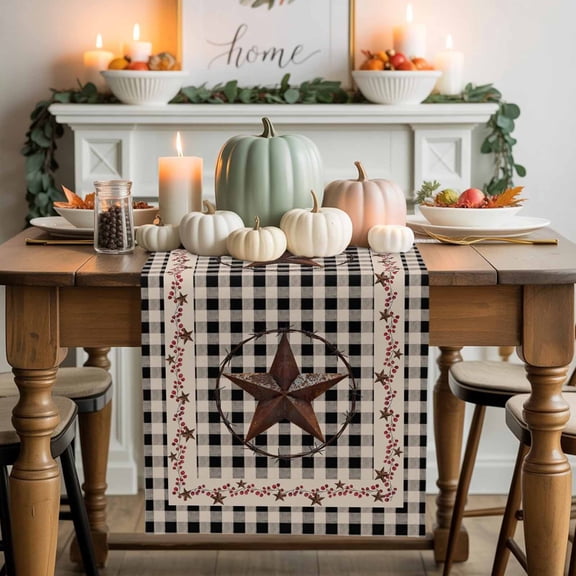 Retro Mottled Cotton Linen Table Runner, Washable Table Runners for Kitchen, Dining Room, Holiday, Home Party Table Decor, 13x60 Inches